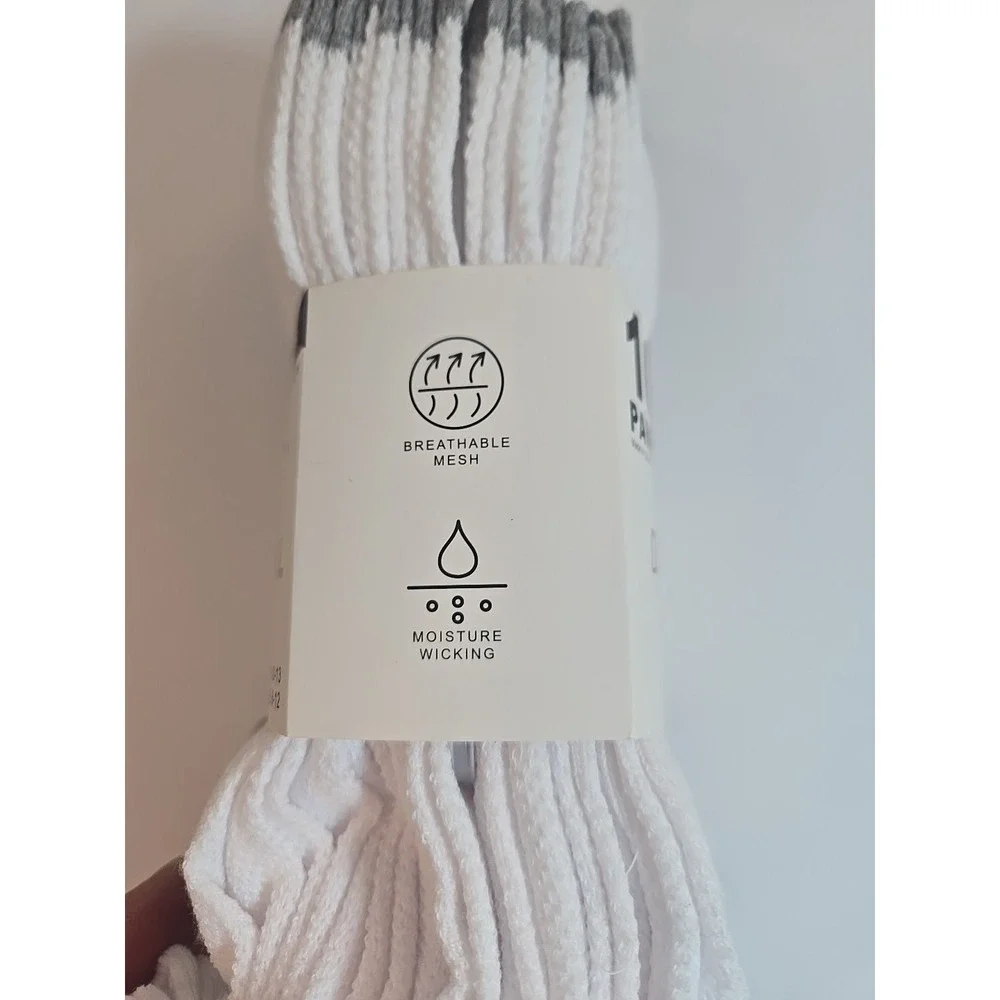 Dry Fresh Socks Men's Quarter Length Size 6-12 10 Pairs White New